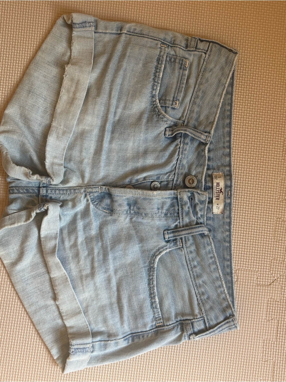 Hollister Light Blue Denim Button-Fly Shorts